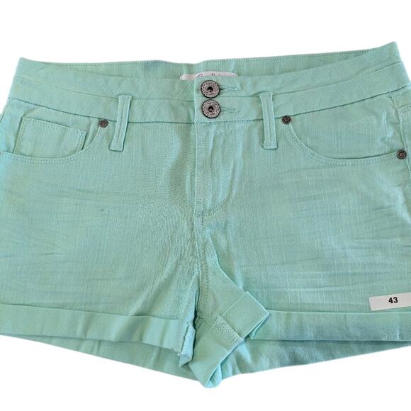 #43 - Candie's Mint Green Denim Shorts- Size 9 - Picture 1 of 4